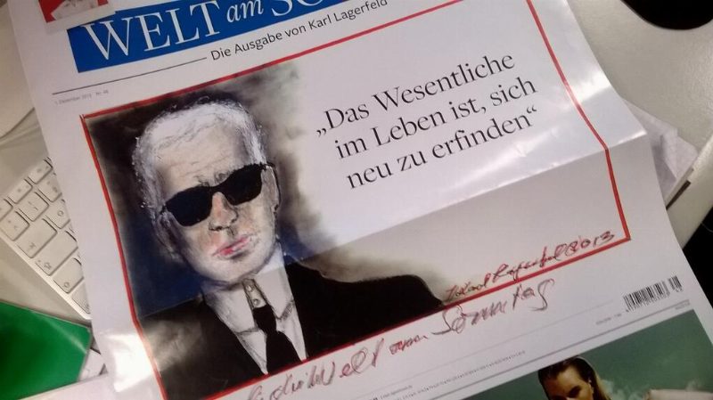 Карл Лагерфельд нарисовал улыбающуюся Ангелу Меркель в газете Welt am Sonntag