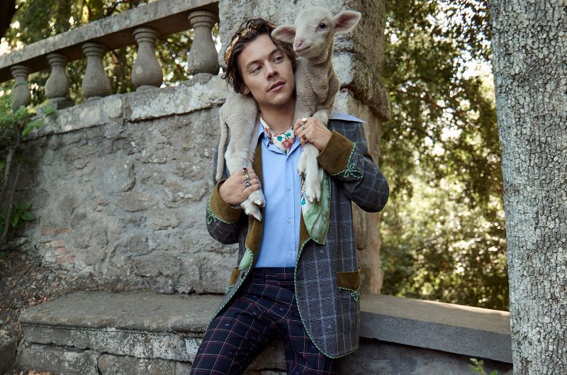 Гарри Стайлз позирует с поросенком и овечками для новой рекламной кампании Gucci