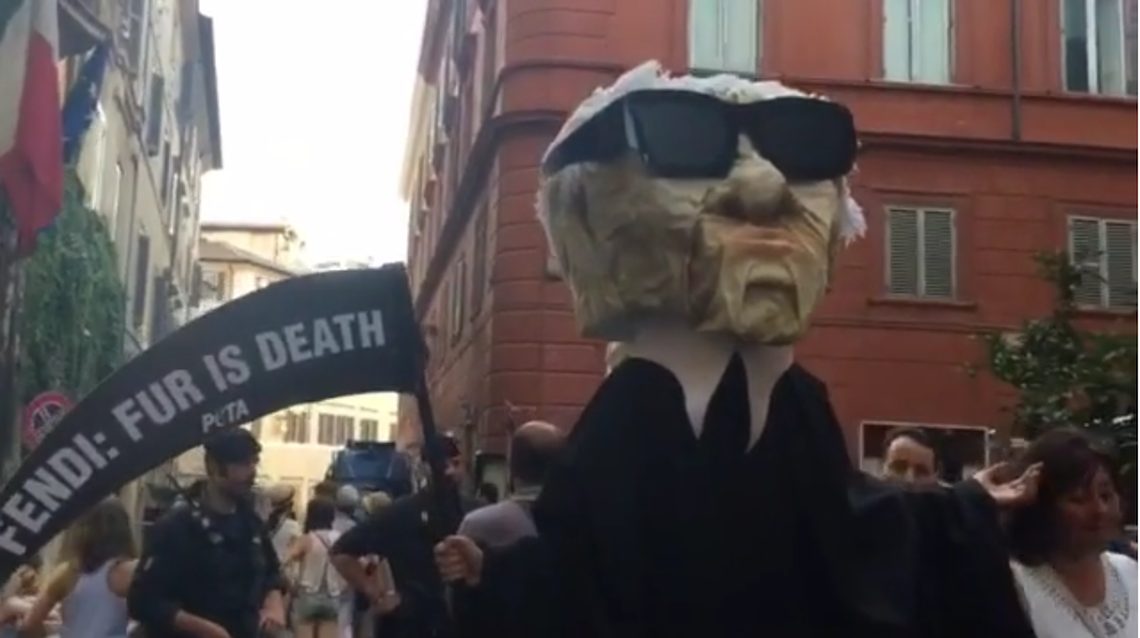 Одиночный пикет против Лагерфельда и Fendi в Риме