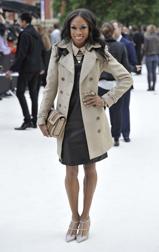 arrives at the Burberry Spring Summer 2013 Womenswear Show at Kensington Gardens on September 17, 2012 in London, England.