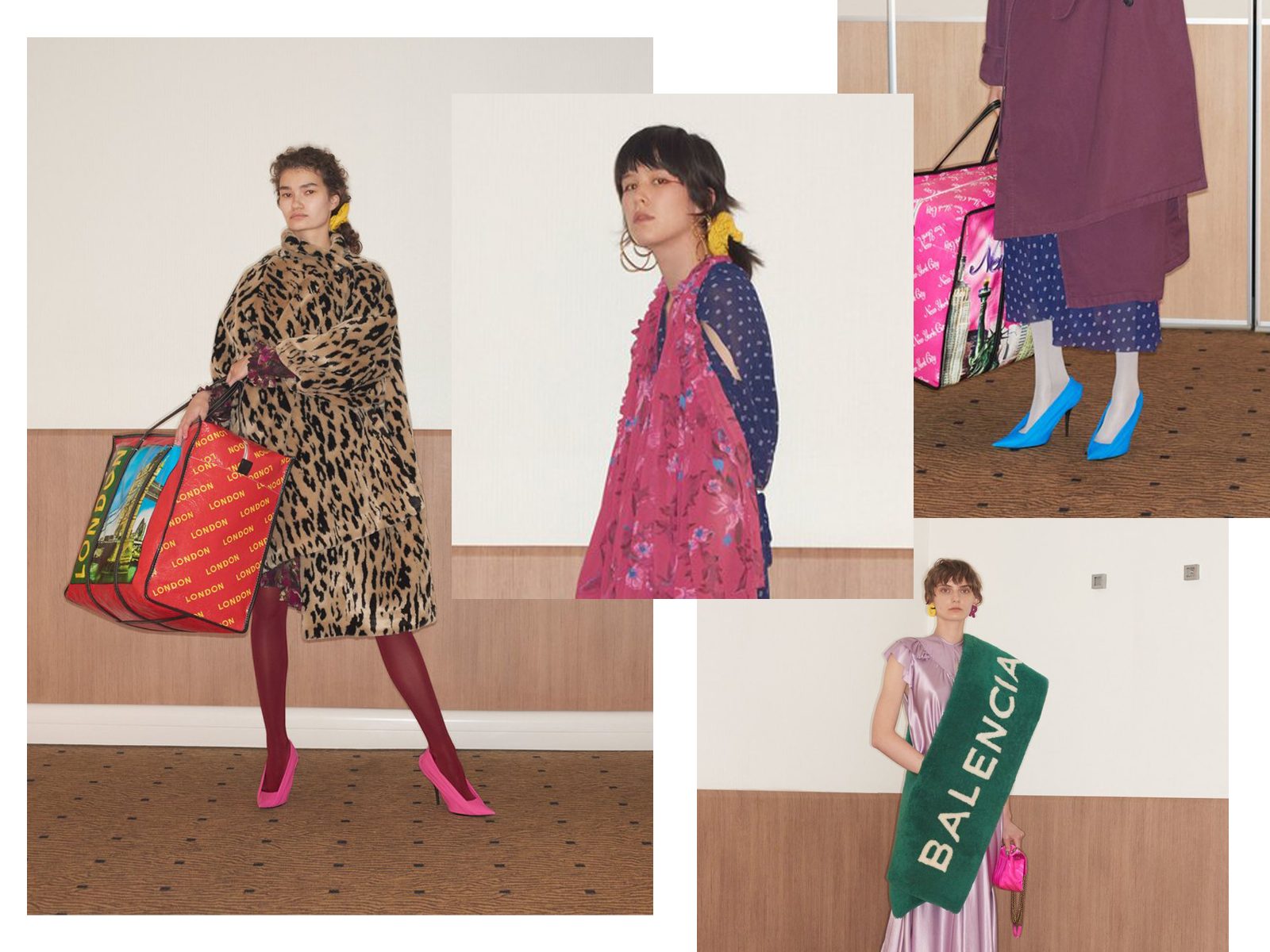 Бархатные резинки, баулы челноков и дух 90-х в лукбуке Balenciaga Resort-2018