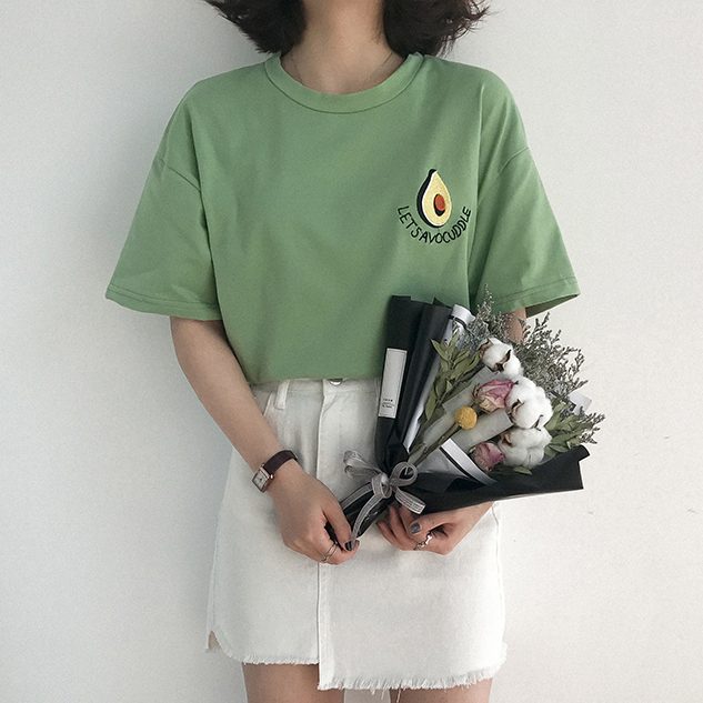 2017-New-font-b-Style-b-font-Summer-Cute-Avocado-Embroidery-Short-Sleeve-T-shirt-font