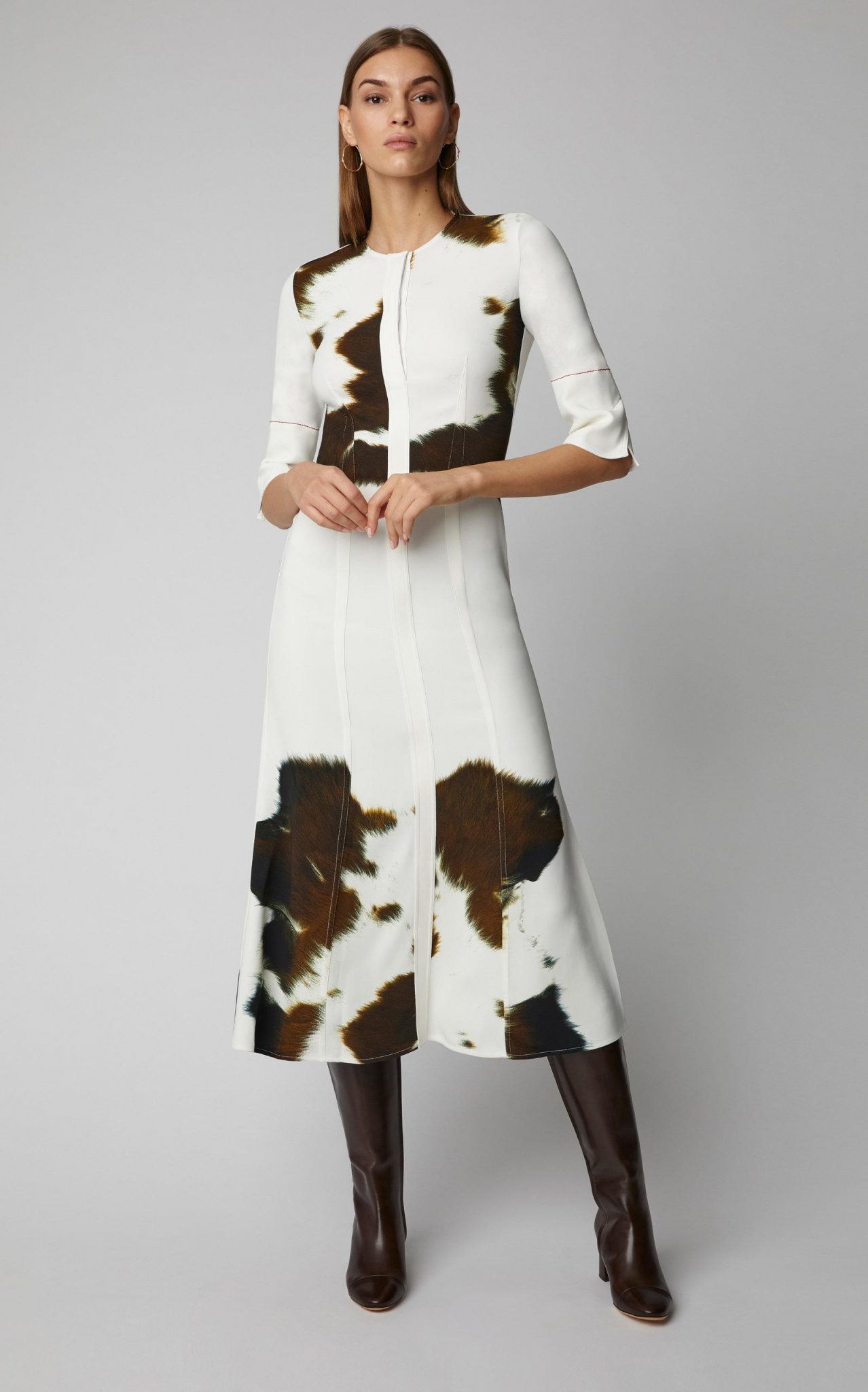 victoria-beckham-animal-Printed-Crepe-Midi-Dress