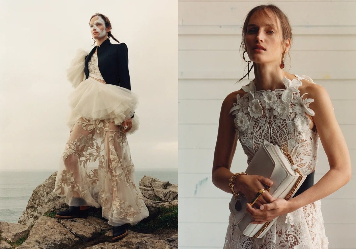 Белоснежные наряды на фоне морского побережья в кампейне Alexander McQueen